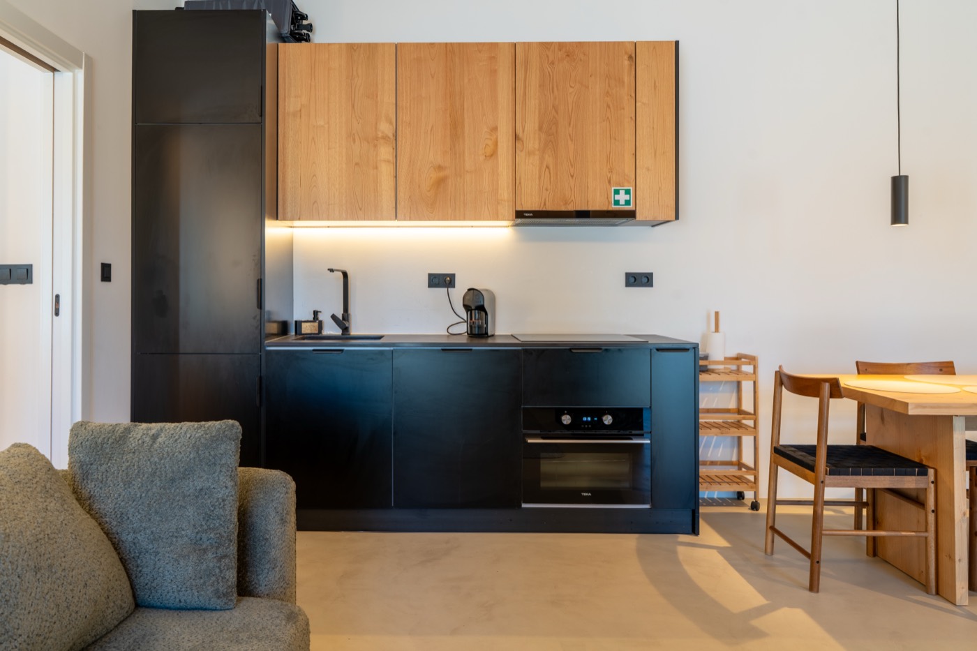 Contemporary kitchen with dining table