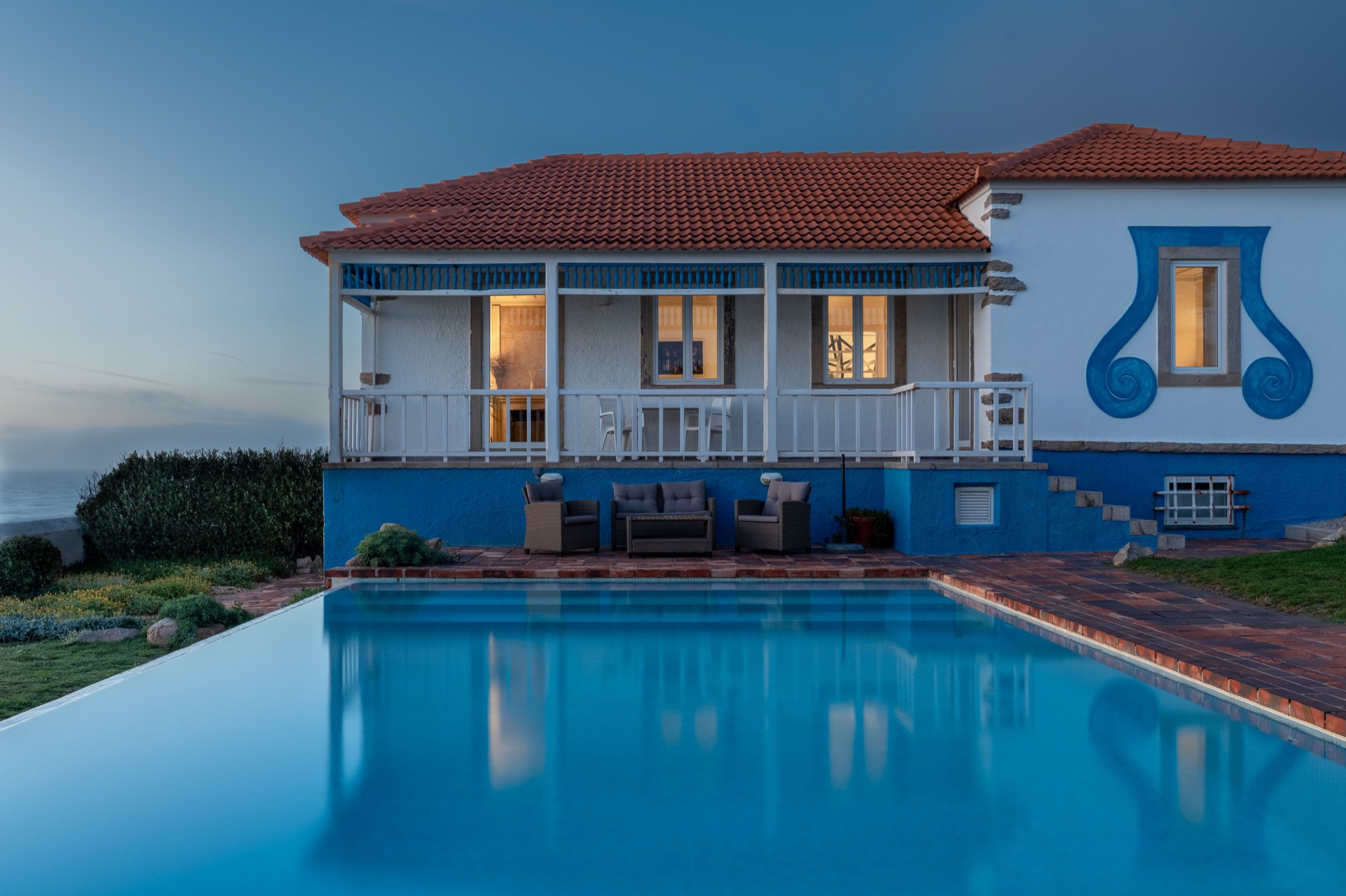 Villa at dusk with pool, Sintra